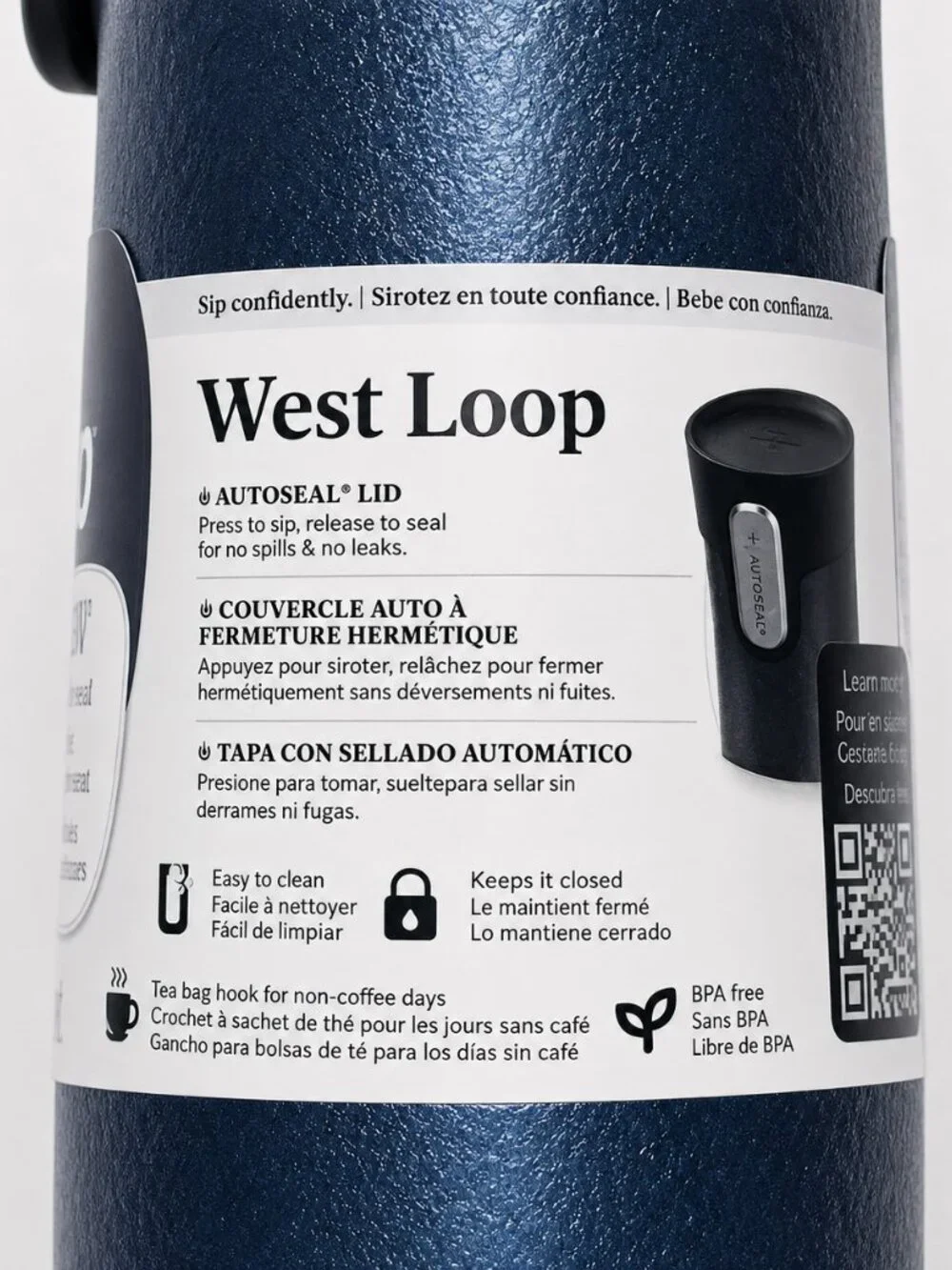 CONTIGO Travel Mug 20 oz AUTOSEAL WEST LOOP 3 STAINLESS Frosty Crystal Blue